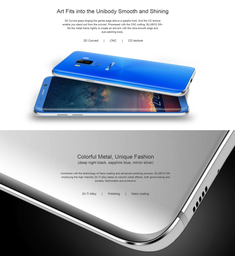 [HK Warehouse] BLUBOO S8+, 4GB+64GB, Dual Rear Cameras, Fingerprint Identification, 6.0 inch Android 7.0 MTK6750T Octa Core up to 1.5GHz, Network: 4G, Dual SIM(Blue)