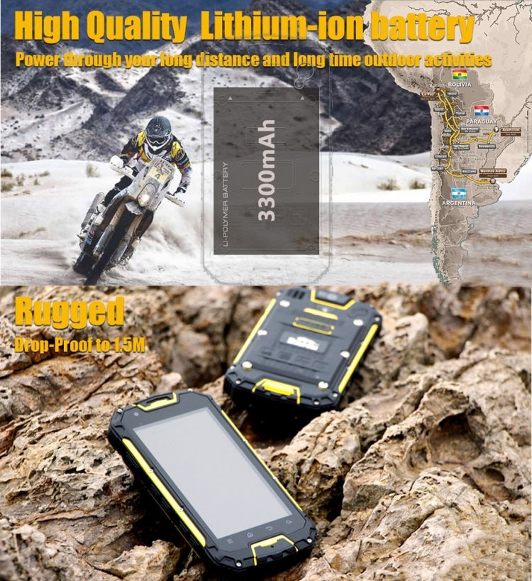 Snopow M5, 2GB+16GB, Walkie Talkie Function, IP68 Waterproof, Dustproof, Shockproof, 4.5 inch, Android 5.1 MTK6735 Quad Core up to 1.2GHz, Network: 4G
