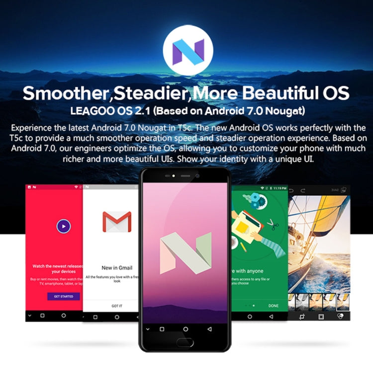 [HK Warehouse] LEAGOO T5c, 3GB+32GB, Dual Back Cameras, Fingerprint Identification,  5.5 inch LEAGOO OS 2.1 (Android 7.0) SC9853 Octa Core up to 1.8GHz, Network: 4G, OTG, Dual SIM