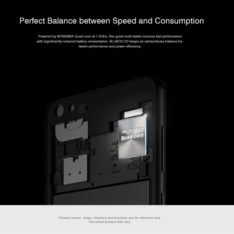 [HK Warehouse] BLUBOO D2, 1GB+8GB, Dual Back Cameras, 5.2 inch Android 6.0 MTK6580A Quad Core up to 1.3GHz, Network: 3G, WiFi, GPS, Bluetooth, Dual SIM(Black)
