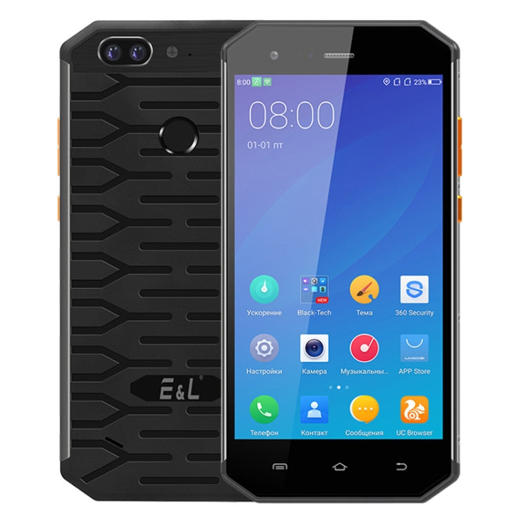[HK Warehouse] E&L S70, 4GB+64GB, Dual Back Cameras, IP68 Waterproof Shockproof Dustproof, Fingerprint Identification, 5.0 inch Android 7.0 MTK6757 Octa Core up to 2.5GHz, Network: 4G, MIL-STD-810G Certification(Black)