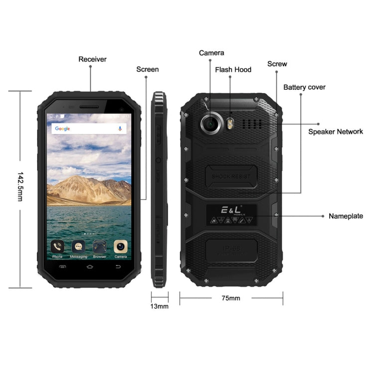 E&L Proofing W6S, 1GB+8GB, IP68 Waterproof Shockproof Dustproof, 4.5 inch Android 6.0 SC7731 Quad Core up to 1.2GHz, Network: 4G, MIL-STD-810G Certified