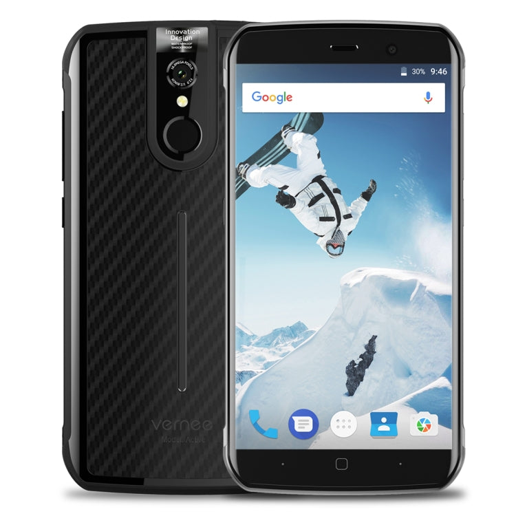 [HK Warehouse] Vernee Active, 6GB+128GB, IP68 Waterproof Dustproof, Fingerprint Identification, 5.5 inch Android 7.0 MTK6757 (Helio P25) Octa Core up to 2.39GHz, Network: 4G, OTG, NFC(Black)