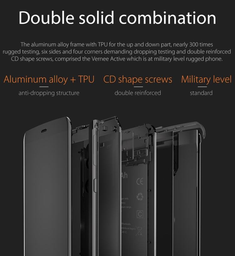[HK Warehouse] Vernee Active, 6GB+128GB, IP68 Waterproof Dustproof, Fingerprint Identification, 5.5 inch Android 7.0 MTK6757 (Helio P25) Octa Core up to 2.39GHz, Network: 4G, OTG, NFC(Black)