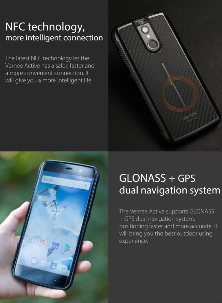 [HK Warehouse] Vernee Active, 6GB+128GB, IP68 Waterproof Dustproof, Fingerprint Identification, 5.5 inch Android 7.0 MTK6757 (Helio P25) Octa Core up to 2.39GHz, Network: 4G, OTG, NFC(Black)