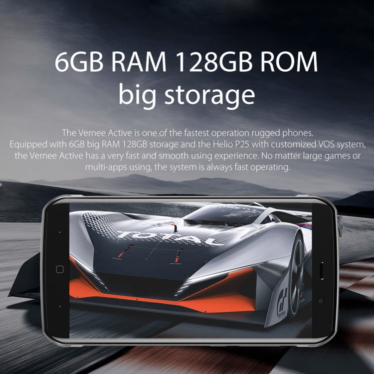[HK Warehouse] Vernee Active, 6GB+128GB, IP68 Waterproof Dustproof, Fingerprint Identification, 5.5 inch Android 7.0 MTK6757 (Helio P25) Octa Core up to 2.39GHz, Network: 4G, OTG, NFC(Black)