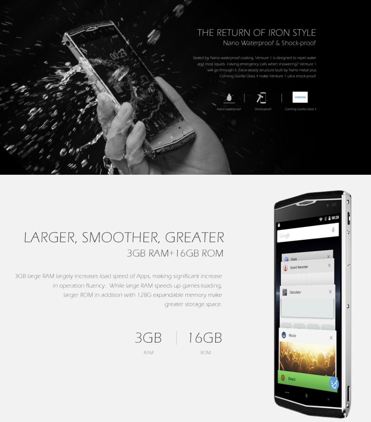 [HK Warehouse] LEAGOO V1, 3GB+16GB, Fingerprint ID, 5.0 inch Android 5.1 MTK6753 Octa Core 1.3GHz, Network: 4G