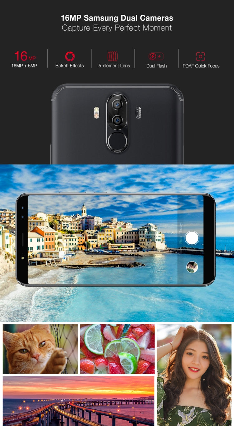 [HK Warehouse] Ulefone Power 3s,  4GB+64GB, Dual Back Cameras + Dual Front Cameras, 6350mah Big Battery, Face & Fingerprint Identification, 6.0 inch Android 7.1 MTK6763 Octa-core up to 2.0GHz, Network: 4G,  OTG,  Dual SIM