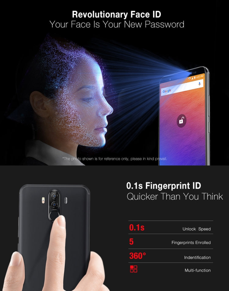 [HK Warehouse] Ulefone Power 3s,  4GB+64GB, Dual Back Cameras + Dual Front Cameras, 6350mah Big Battery, Face & Fingerprint Identification, 6.0 inch Android 7.1 MTK6763 Octa-core up to 2.0GHz, Network: 4G,  OTG,  Dual SIM