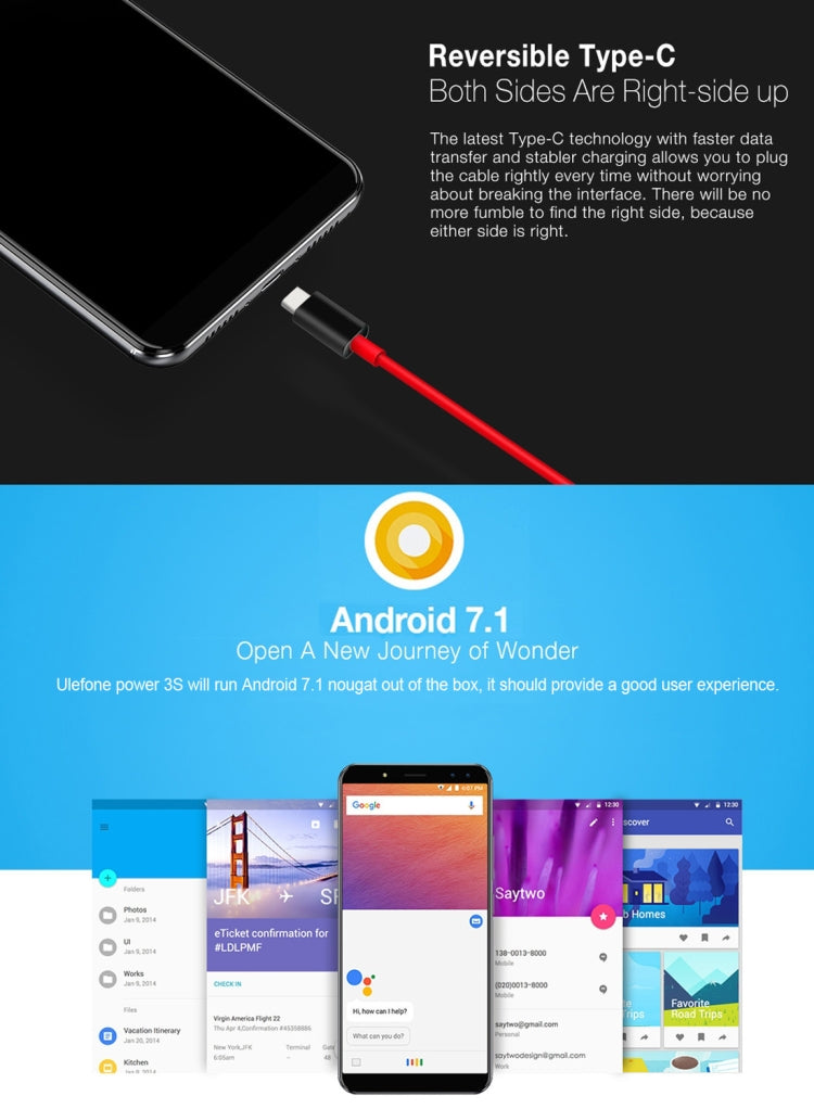 [HK Warehouse] Ulefone Power 3s,  4GB+64GB, Dual Back Cameras + Dual Front Cameras, 6350mah Big Battery, Face & Fingerprint Identification, 6.0 inch Android 7.1 MTK6763 Octa-core up to 2.0GHz, Network: 4G,  OTG,  Dual SIM