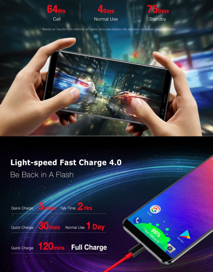 [HK Warehouse] Ulefone Power 3s,  4GB+64GB, Dual Back Cameras + Dual Front Cameras, 6350mah Big Battery, Face & Fingerprint Identification, 6.0 inch Android 7.1 MTK6763 Octa-core up to 2.0GHz, Network: 4G,  OTG,  Dual SIM