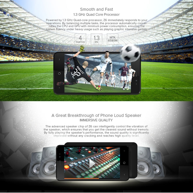 [HK Warehouse] LEAGOO Z6, 1GB+ 8GB, 4.97 inch  Android 6.0 MTK6580M Quad Core up to 1.3GHz, Network: 3G, Dual SIM
