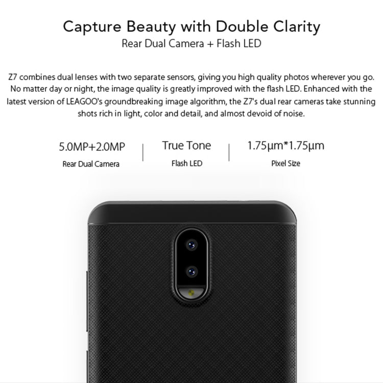 [HK Warehouse] LEAGOO Z7, 1GB+8GB, Dual Back Cameras, 5.0 inch (LEAGOO OS 3.0) Android 7.0 SC9832A Quad Core up to 1.3GHz, Network: 4G, Dual SIM