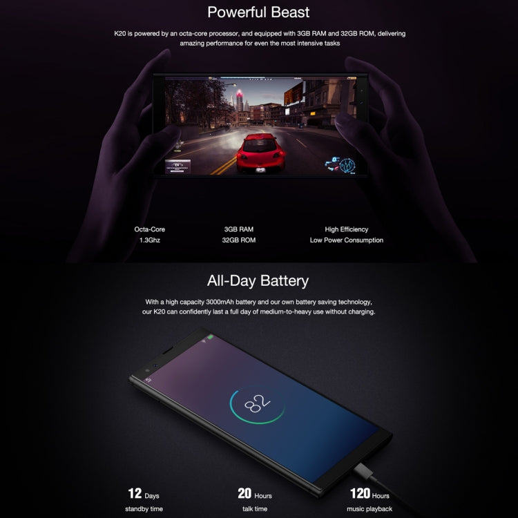 [HK Warehouse] KXD EL K20, 3GB+32GB, Dual Back Cameras, Face & Fingerprint Identification, 5.7 inch Android 8.1 MTK6750 Octa Core up to 1.5GHz, Network: 4G, Dual SIM