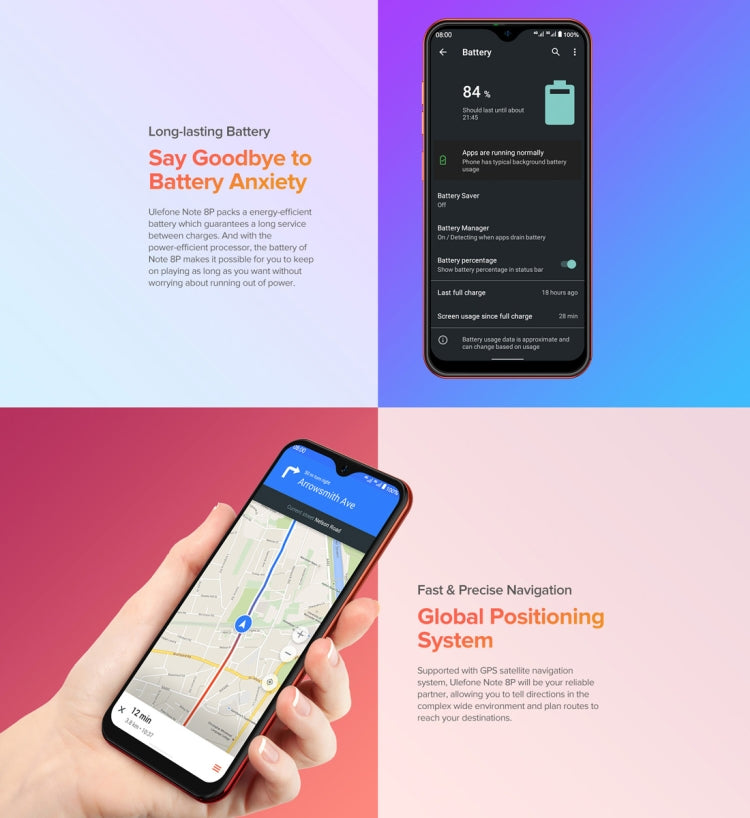 [HK Warehouse] Ulefone Note 8P, 2GB+16GB, Dual Rear Cameras, Face ID Identification, 5.5 inch Android 10.0 MKT6737VW Quad-core up to 1.3GHz, Network: 4G, Dual SIM(Sunset Red)