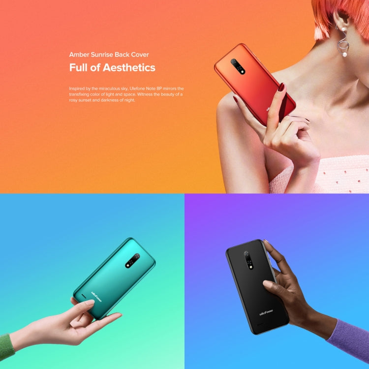 [HK Warehouse] Ulefone Note 8P, 2GB+16GB, Dual Rear Cameras, Face ID Identification, 5.5 inch Android 10.0 MKT6737VW Quad-core up to 1.3GHz, Network: 4G, Dual SIM(Sunset Red)