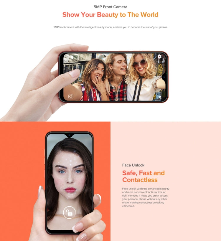 [HK Warehouse] Ulefone Note 8P, 2GB+16GB, Dual Rear Cameras, Face ID Identification, 5.5 inch Android 10.0 MKT6737VW Quad-core up to 1.3GHz, Network: 4G, Dual SIM(Sunset Red)