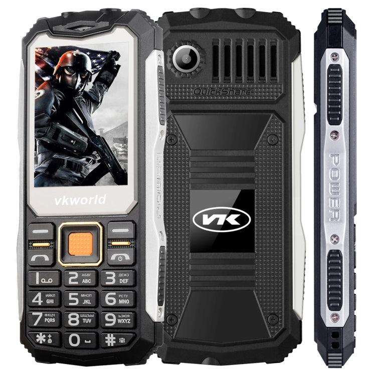 VKworld Stone V3S Quadruple Phone, Anti-Low Temperature Daily Waterproof Shockproof Dustproof, 2.4 inch, 21 Keys, Dual LED Light, FM , BT, Dual SIM, Network: 2G, Russian Keyboard