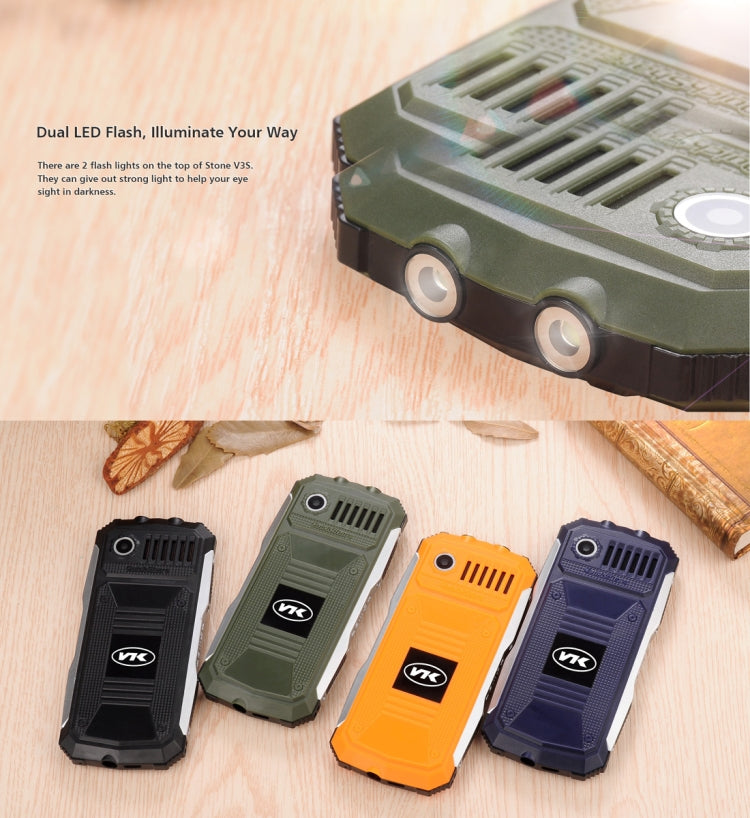 VKworld Stone V3S Quadruple Phone, Anti-Low Temperature Daily Waterproof Shockproof Dustproof, 2.4 inch, 21 Keys, Dual LED Light, FM , BT, Dual SIM, Network: 2G, Russian Keyboard