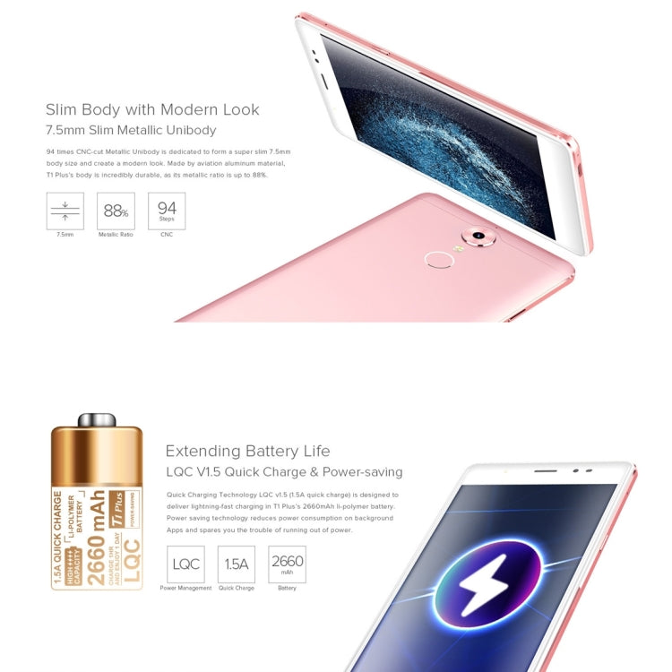 [HK Warehouse] LEAGOO T1 Plus, 3GB+16GB, Stylish Selfie, Fingerprint ID 3.0, 5.5 inch 2.5D Arc, Android 6.0, MTK6737 Quad Core up to 1.3GHz, Network: 4G (Titanium Grey)