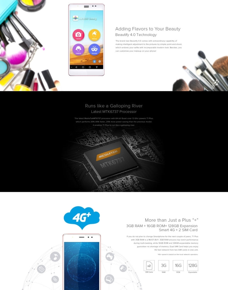 [HK Warehouse] LEAGOO T1 Plus, 3GB+16GB, Stylish Selfie, Fingerprint ID 3.0, 5.5 inch 2.5D Arc, Android 6.0, MTK6737 Quad Core up to 1.3GHz, Network: 4G (Titanium Grey)
