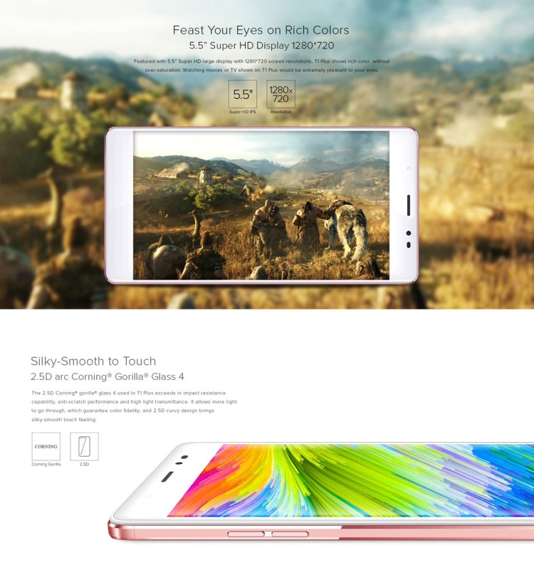 [HK Warehouse] LEAGOO T1 Plus, 3GB+16GB, Stylish Selfie, Fingerprint ID 3.0, 5.5 inch 2.5D Arc, Android 6.0, MTK6737 Quad Core up to 1.3GHz, Network: 4G (Titanium Grey)
