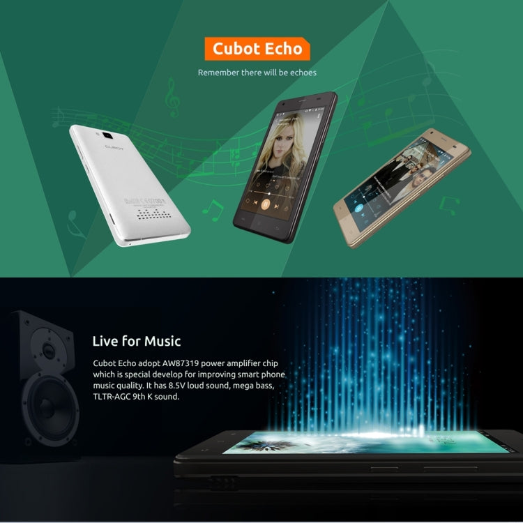 [HK Warehouse] CUBOT Echo, 2GB+16GB, 5.0 inch Android 6.0 MTK6580 Quad-Core 1.3GHz, Network: 3G, Dual SIM