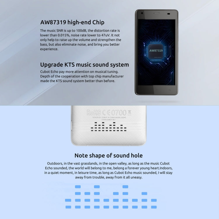 [HK Warehouse] CUBOT Echo, 2GB+16GB, 5.0 inch Android 6.0 MTK6580 Quad-Core 1.3GHz, Network: 3G, Dual SIM