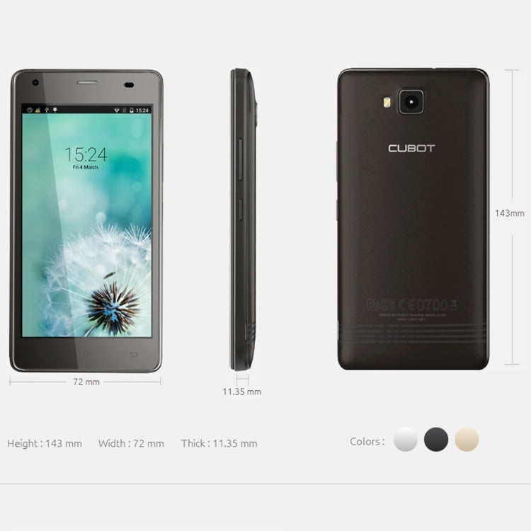 [HK Warehouse] CUBOT Echo, 2GB+16GB, 5.0 inch Android 6.0 MTK6580 Quad-Core 1.3GHz, Network: 3G, Dual SIM
