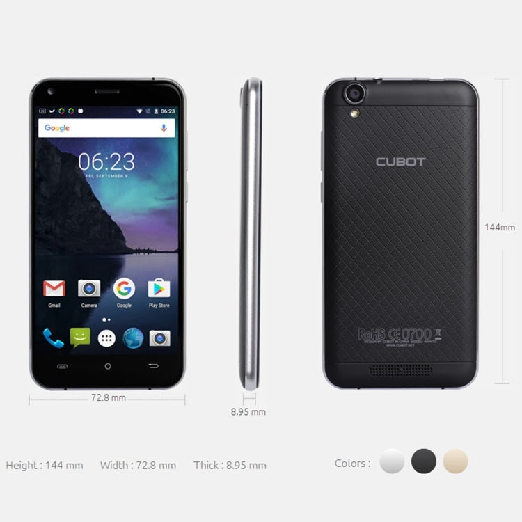 [HK Warehouse] CUBOT Manito, 3GB+16GB, 5.0 inch Android 6.0 MTK6737 Quad-Core 1.3GHz, Network: 4G, Dual SIM