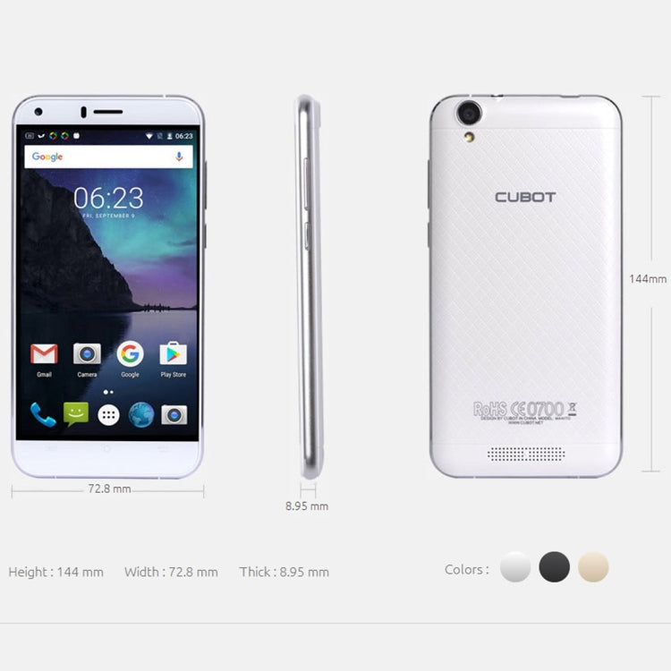 [HK Warehouse] CUBOT Manito, 3GB+16GB, 5.0 inch Android 6.0 MTK6737 Quad-Core 1.3GHz, Network: 4G, Dual SIM