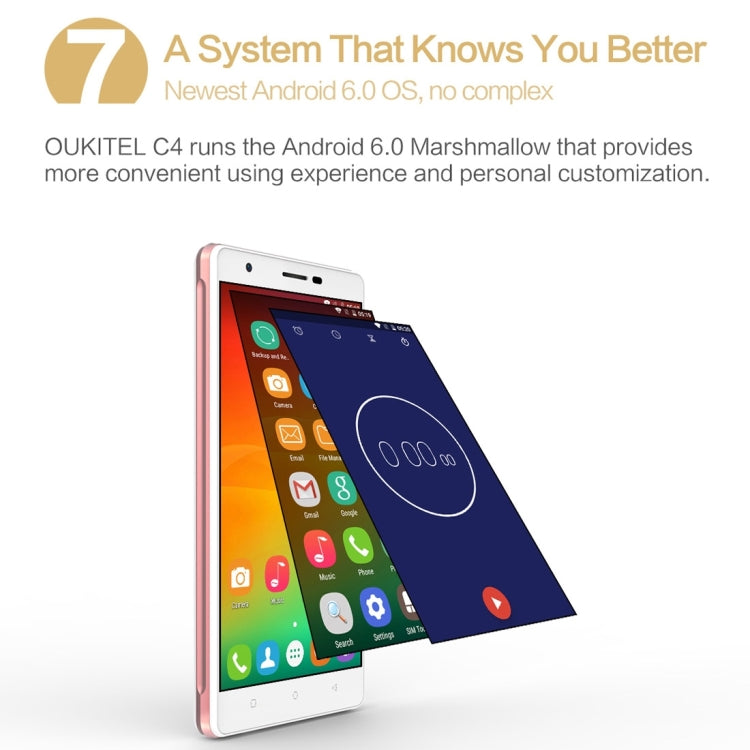 [HK Warehouse] OUKITEL C4, 1GB+8GB, 5.0 inch Android 6.0 MTK6737 Quad Core up to 1.3GHz, Network: 4G