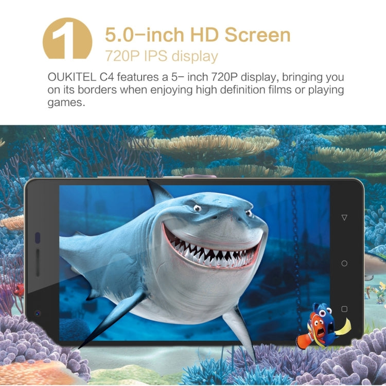 [HK Warehouse] OUKITEL C4, 1GB+8GB, 5.0 inch Android 6.0 MTK6737 Quad Core up to 1.3GHz, Network: 4G