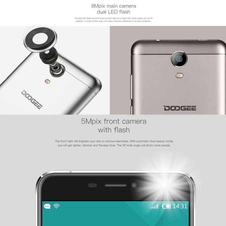 DOOGEE X7 Pro, 2GB+16GB, 6.0 inch 2.5D Android 6.0 MTK6737 64-Bit Quad Core, Network: 4G, Dual SIM, GPS, OTG, OTA, with VR Box & Leather Case & Protector(Gold)