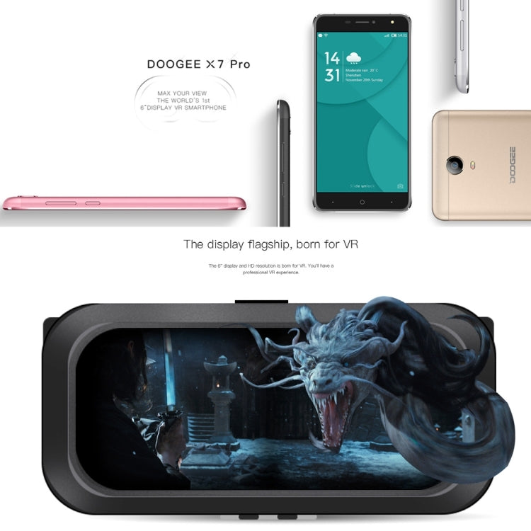 DOOGEE X7 Pro, 2GB+16GB, 6.0 inch 2.5D Android 6.0 MTK6737 64-Bit Quad Core, Network: 4G, Dual SIM, GPS, OTG, OTA, with VR Box & Leather Case & Protector(Gold)