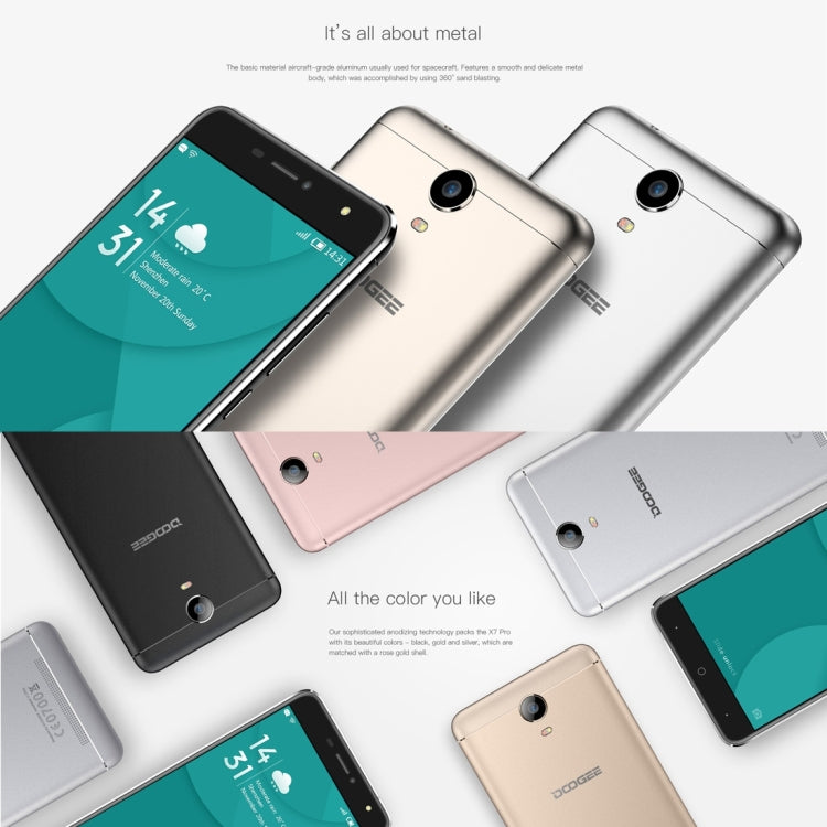 DOOGEE X7 Pro, 2GB+16GB, 6.0 inch 2.5D Android 6.0 MTK6737 64-Bit Quad Core, Network: 4G, Dual SIM, GPS, OTG, OTA, with VR Box & Leather Case & Protector(Gold)