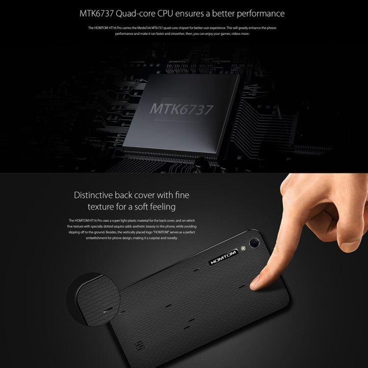 [HK Warehouse] HOMTOM HT16 Pro, 2GB+16GB, 5.0 inch Android 6.0 MTK6737 Quad Core up to 1.3GHz, Network: 4G, Dual SIM, OTA, WiFi, Bluetooth, GPS, FM, Hotknot