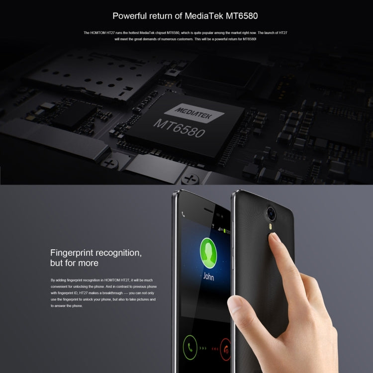 [HK Warehouse] HOMTOM HT27, 1GB+8GB, Fingerprint Identification, CD Pattern Cover, 5.5 inch Android 6.0, MTK6580 Quad Core up to 1.3GHz, Network: 3G, Dual SIM, OTA, WiFi, Bluetooth, GPS, FM
