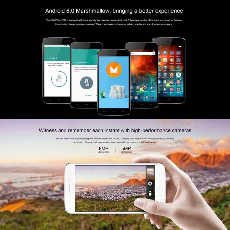 [HK Warehouse] HOMTOM HT27, 1GB+8GB, Fingerprint Identification, CD Pattern Cover, 5.5 inch Android 6.0, MTK6580 Quad Core up to 1.3GHz, Network: 3G, Dual SIM, OTA, WiFi, Bluetooth, GPS, FM