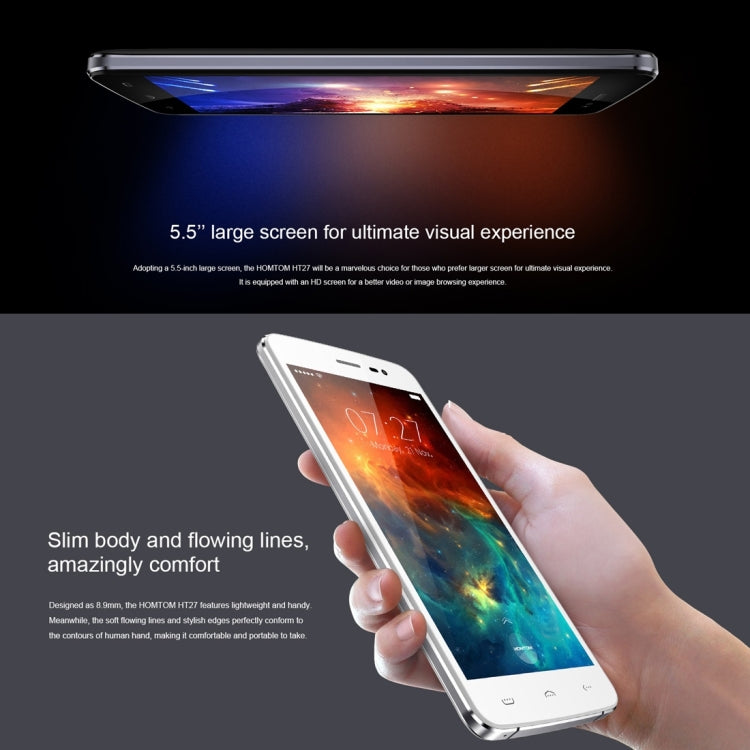 [HK Warehouse] HOMTOM HT27, 1GB+8GB, Fingerprint Identification, CD Pattern Cover, 5.5 inch Android 6.0, MTK6580 Quad Core up to 1.3GHz, Network: 3G, Dual SIM, OTA, WiFi, Bluetooth, GPS, FM