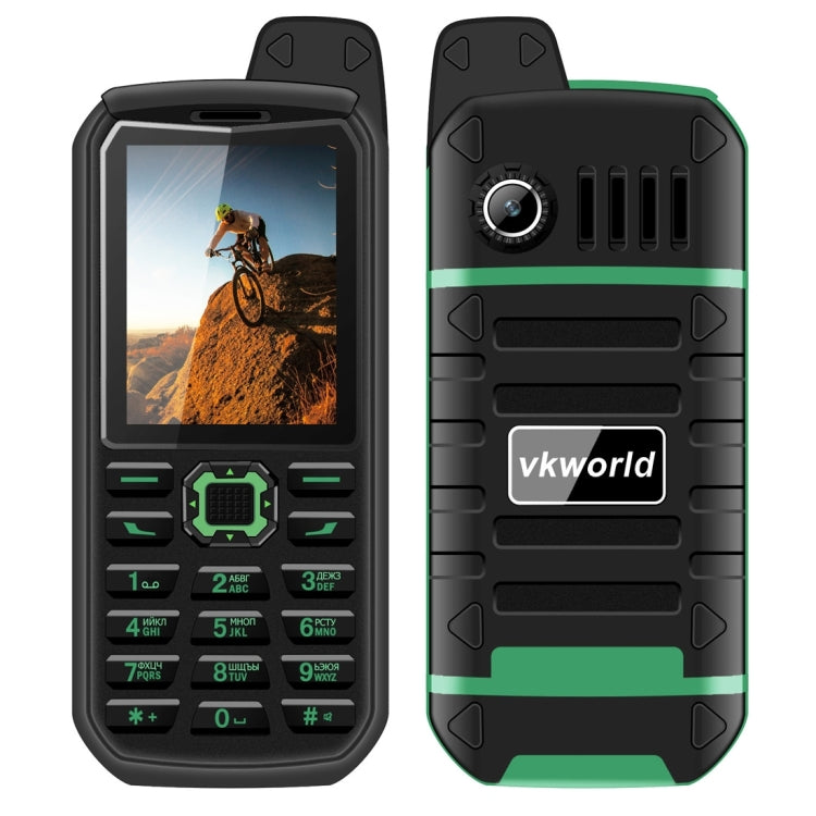 VKworld Stone V3 Plus Quadruple Phone, Anti-Low Temperature IP54 Waterproof Shockproof Dustproof, 3000mAh Battery, 2.4 inch, 21 Keys, LED Flashlight, FM, BT, TF, Dual SIM, Russian Keyboard(Green)