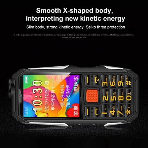 HAIYU H1 1.8 inch Triple Proofing Elder Phone, Waterproof Shockproof Dustproof,  2800mAh Battery, 21 Keys, LED Flashlight, FM, Dual SIM