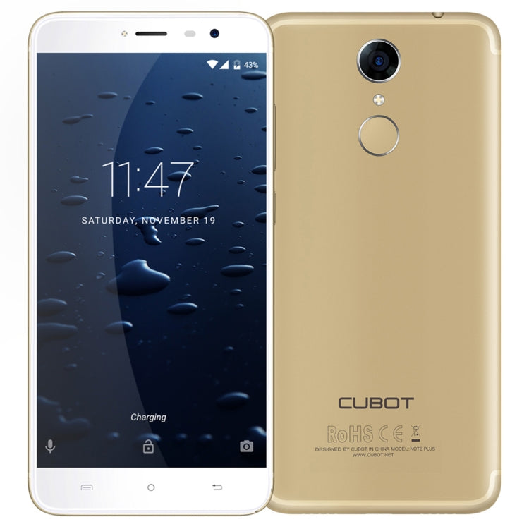 [HK Warehouse] CUBOT Note Plus, 3GB+32GB, Fingerprint Identification, 5.2 inch Android 7.0 MTK6737T Quad-Core up to 1.5GHz, Network: 4G, Dual SIM(Gold)