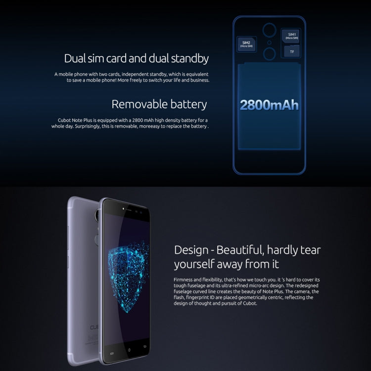 [HK Warehouse] CUBOT Note Plus, 3GB+32GB, Fingerprint Identification, 5.2 inch Android 7.0 MTK6737T Quad-Core up to 1.5GHz, Network: 4G, Dual SIM(Gold)