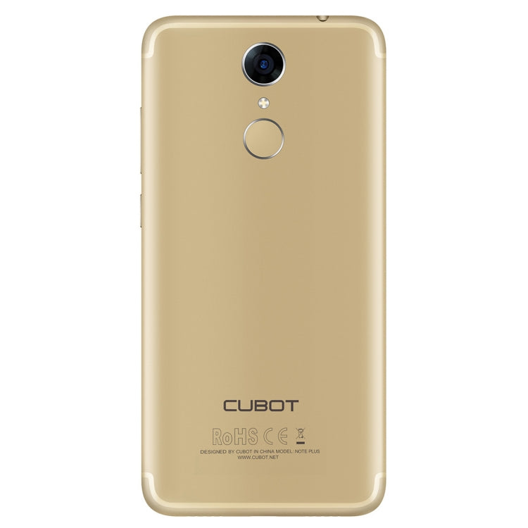 [HK Warehouse] CUBOT Note Plus, 3GB+32GB, Fingerprint Identification, 5.2 inch Android 7.0 MTK6737T Quad-Core up to 1.5GHz, Network: 4G, Dual SIM(Gold)