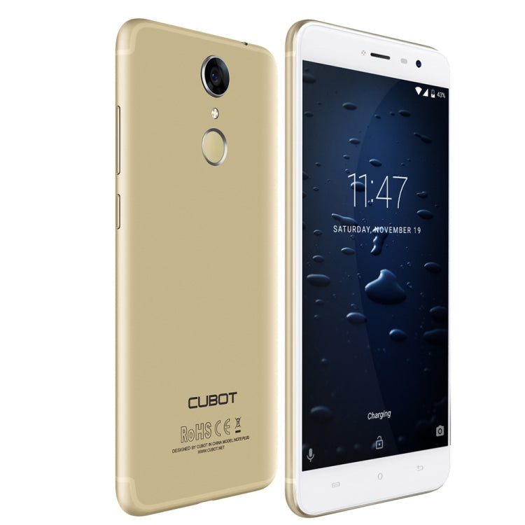 [HK Warehouse] CUBOT Note Plus, 3GB+32GB, Fingerprint Identification, 5.2 inch Android 7.0 MTK6737T Quad-Core up to 1.5GHz, Network: 4G, Dual SIM(Gold)