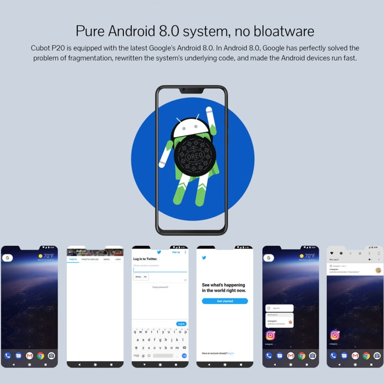 [HK Warehouse] CUBOT P20, 4GB+64GB, Dual Back Cameras, Fingerprint Identification, 6.18 inch Pure Android 8.0 MTK6750T Octa Core up to 1.5GHz, Network: 4G, Dual SIM(Blue)