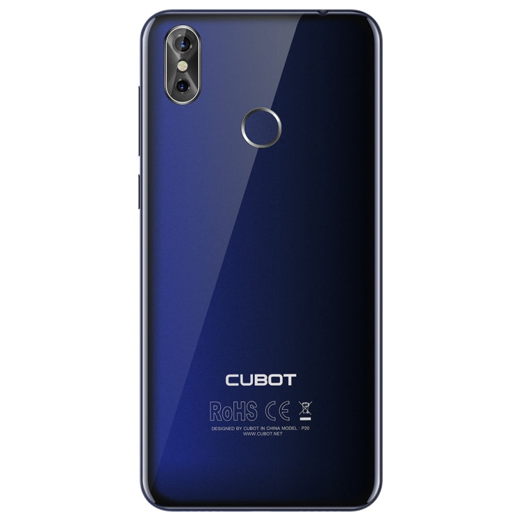 [HK Warehouse] CUBOT P20, 4GB+64GB, Dual Back Cameras, Fingerprint Identification, 6.18 inch Pure Android 8.0 MTK6750T Octa Core up to 1.5GHz, Network: 4G, Dual SIM(Blue)