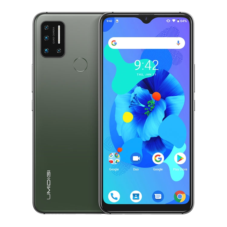 [HK Warehouse] UMIDIGI A7, 4GB+64GB, Quad Back Cameras, 4150mAh Battery, Face ID & Fingerprint Identification, 6.49 inch Android 10 Mediatek Helio P20 Octa Core up to 2.3GHz, Network: 4G, OTG