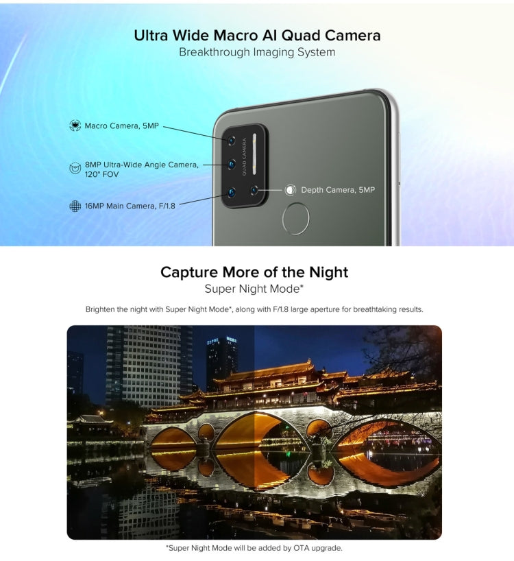 [HK Warehouse] UMIDIGI A7, 4GB+64GB, Quad Back Cameras, 4150mAh Battery, Face ID & Fingerprint Identification, 6.49 inch Android 10 Mediatek Helio P20 Octa Core up to 2.3GHz, Network: 4G, OTG